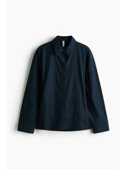 H&M - Women Teal Waisted Poplin Shirt