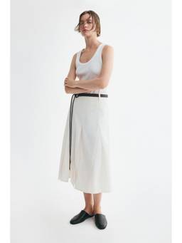 H&M - Women White Belted Pleated Skirt