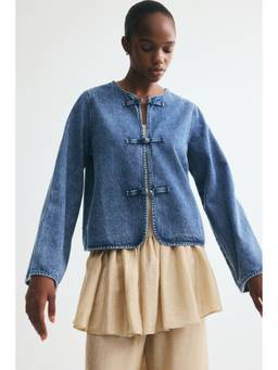 H&M - Women Blue Knot-Button Denim Jacket