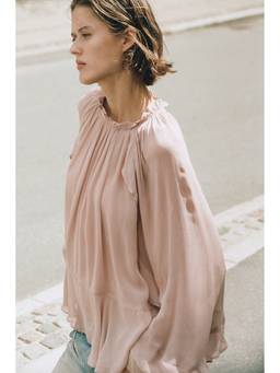 H&M - Women Pink Balloon-Sleeved Viscose Blouse