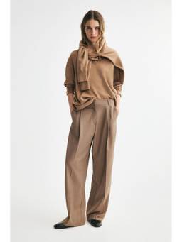 H&M - Women Beige Straight Tailored Trousers