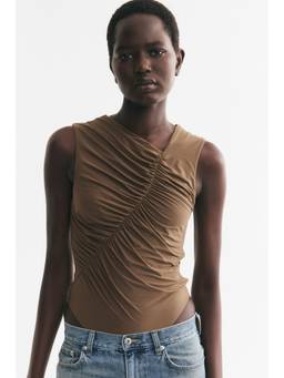 H&M - Women Brown Draped Jersey Bodysuit