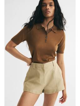 H&M - Women Brown Knitted Polo T-Shirt