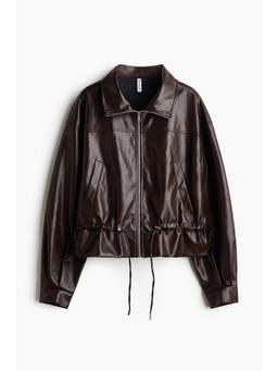 H&M - Women Brown Coated Stand-Collar Jacket