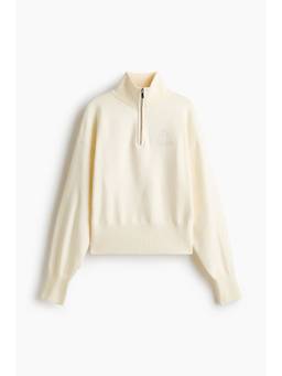 H&M - Women Off White Fine-Knit Zip-Top Jumper
