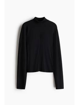 H&M - Women Black Batwing-Sleeved Turtleneck Top