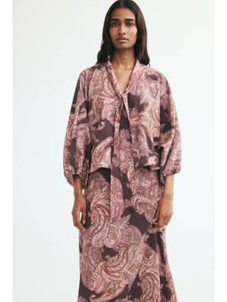 H&M - Women Purple Tie-Neck Blouse