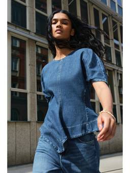 H&M - Women Blue Denim Handkerchief Top