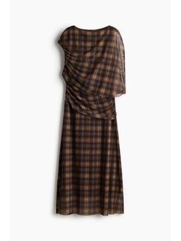 H&M - Women Brown Draped Cape-Detail Dress