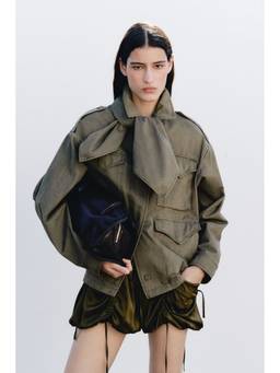 H&M - Women Green Cotton Cargo Jacket