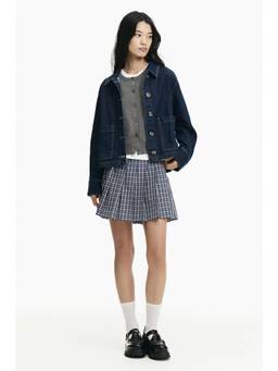 H&M - Women Navy Blue Belted Pleated Skirt
