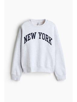 H&M - Women Grey Oversized Printed Sweatshirt