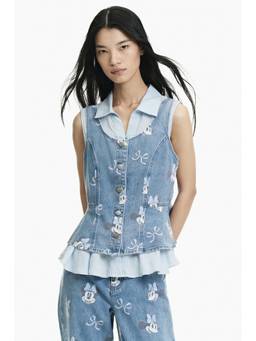 H&M - Women Blue Printed Denim Top