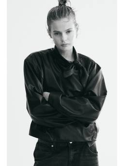 H&M - Women Black Coated Scarf-Collar Jacket