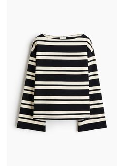 H&M - Women White Long-Sleeved Boat-Neck Top