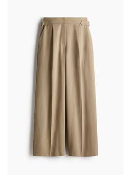 H&M - Women Beige Wide Tailored Trousers