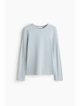 H&M - Women Blue Long-Sleeved Ribbed Top