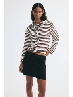H&M - Women White Long-Sleeved Scarf-Collar Top