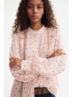 H&M - Women Peach Lace-Inset Blouse