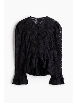 H&M - Women Black Frill-Trimmed Lace Blouse