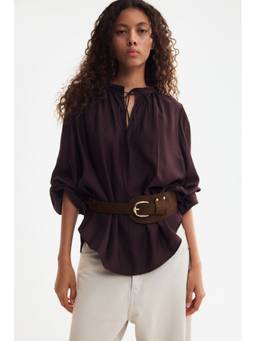 H&M - Women Wine Tie-Detail Blouse