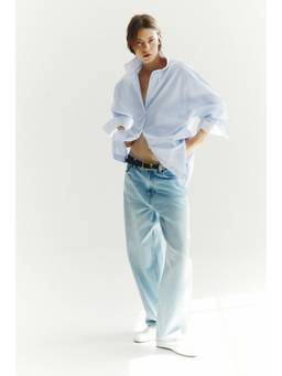 H&M - Women Blue Stand-Collar Shirt