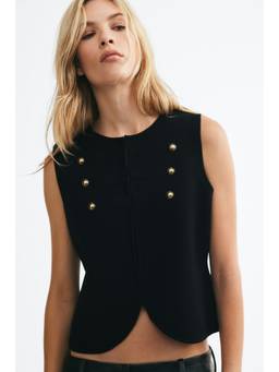 H&M - Women Black Button-Detail Waistcoat