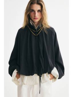 H&M - Women Grey Oversized Drawstring-Detail Jacket
