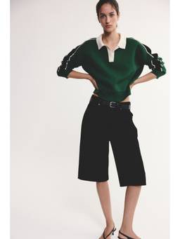 H&M - Women Green Oversized Polo T-Shirt