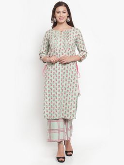 Indibelle - Sea Green Rayon Flax Straight Kurta