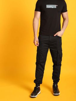 Flying Machine - Black F-Lite Twill Cargo Joggers