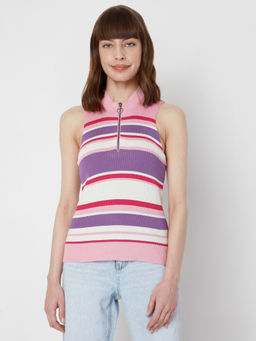 VERO MODA - Women Striped Pink Top