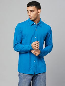Club York - Men Solid Blue Shirt