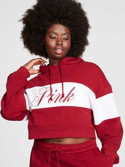 Victoria's Secret - Pink Cropped Hoodie Red