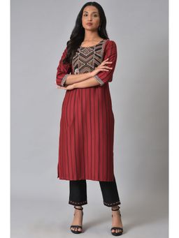 W - Red Stripes Kurta-slim Pant (Set of 2)