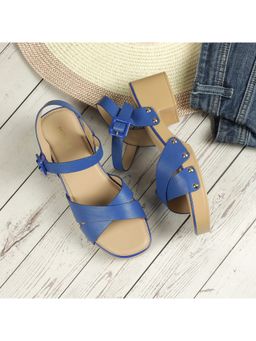 Mochi - Women Elegant Blue Sandal Heels