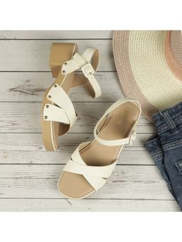Mochi - Women Elegant Off White Sandal Heels