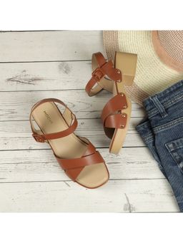 Mochi - Women Elegant Tan Sandal Heels