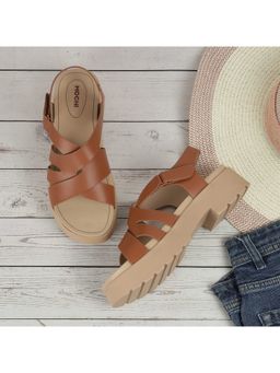 Mochi - Women Elegant Tan Sandal Heels