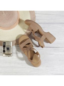 Mochi - Women Elegant Beige Sandal Heels
