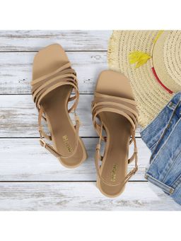 Mochi - Women Elegant Beige Sandal Heels