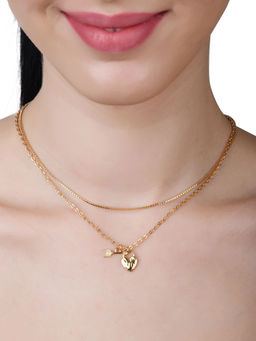 Lilly & Sparkle - Gold Toned Two Layered Necklace with Heart and Arrow Charm