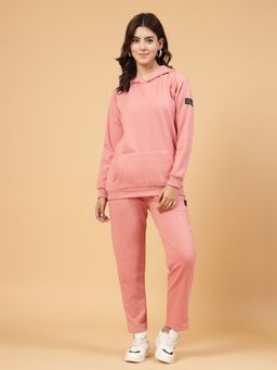 RIGO - Women Pink Oversized Solid Fleece Co-Ord (Set of 2)