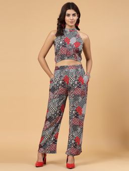 RIGO - Women Blue Red Paisley Print Co-Ord (Set of 2)