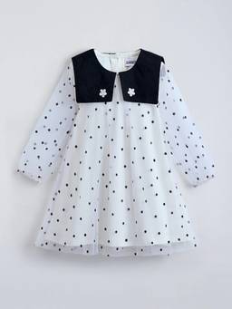 Hopscotch - White Cotton Printed Casual Dress