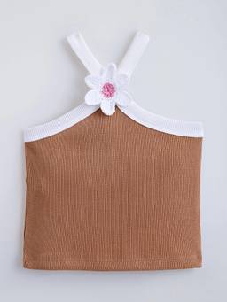 Hopscotch - Brown Viscose Blend Textured Top