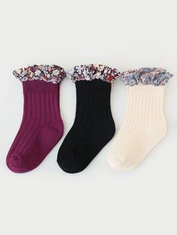Hopscotch - Multi-Color Cotton Blend Textured Pairs of Socks Pack of 3