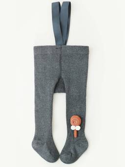 Hopscotch - Grey Cotton Blend Textured Pair Of Stockings