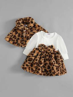 Hopscotch - Brown Viscose Blend Printed Shrug With Dress
