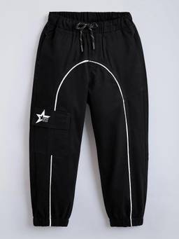 Hopscotch - Black Cotton Solid/Plain Jogger